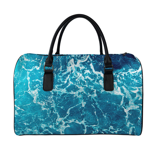 Ocean Surface Print Leather Duffle Bag
