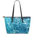 Ocean Surface Print Leather Tote Bag