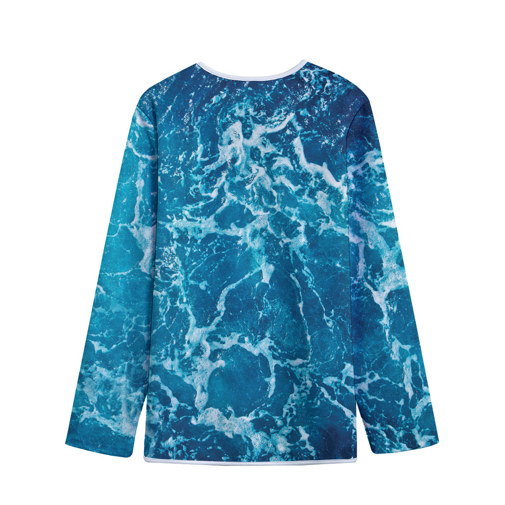 Ocean Surface Print Long Sleeve Short Coat