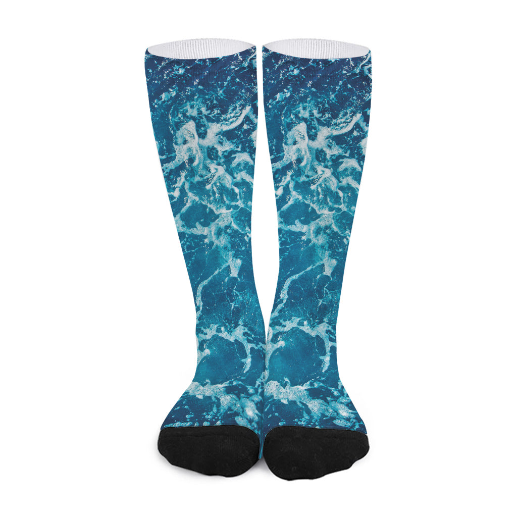 Ocean Surface Print Long Socks