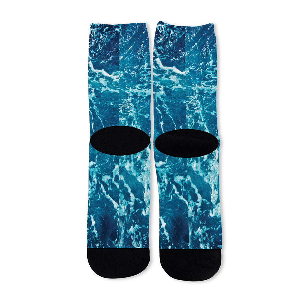 Ocean Surface Print Long Socks