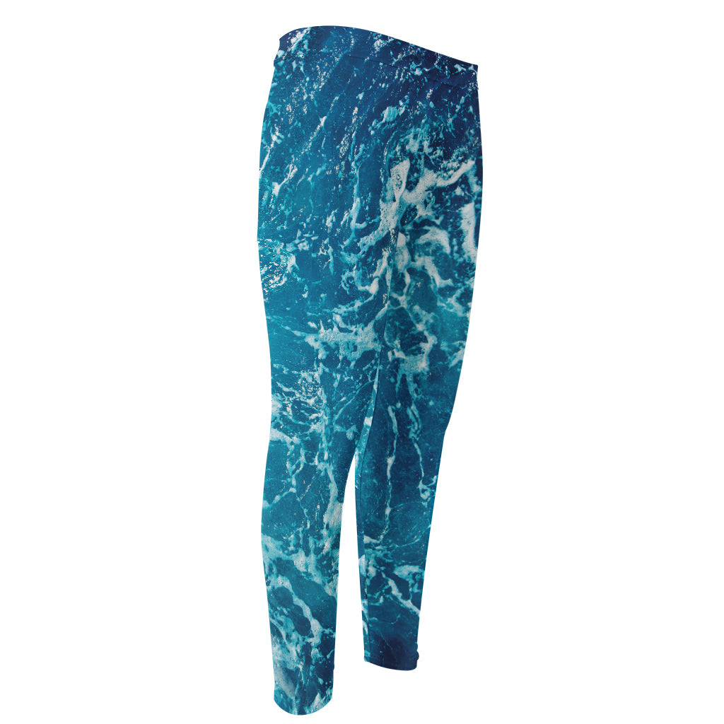 Ocean Surface Print Men's Compression Pants