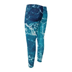 Ocean Surface Print Men's Compression Pants