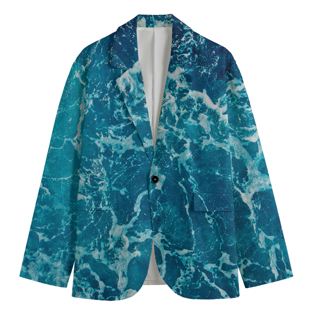 Ocean Surface Print Men's Cotton Blazer