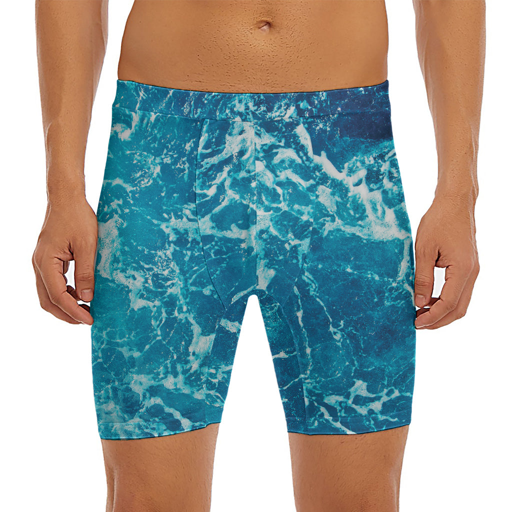 Ocean Surface Print Men's Long Boxer Briefs