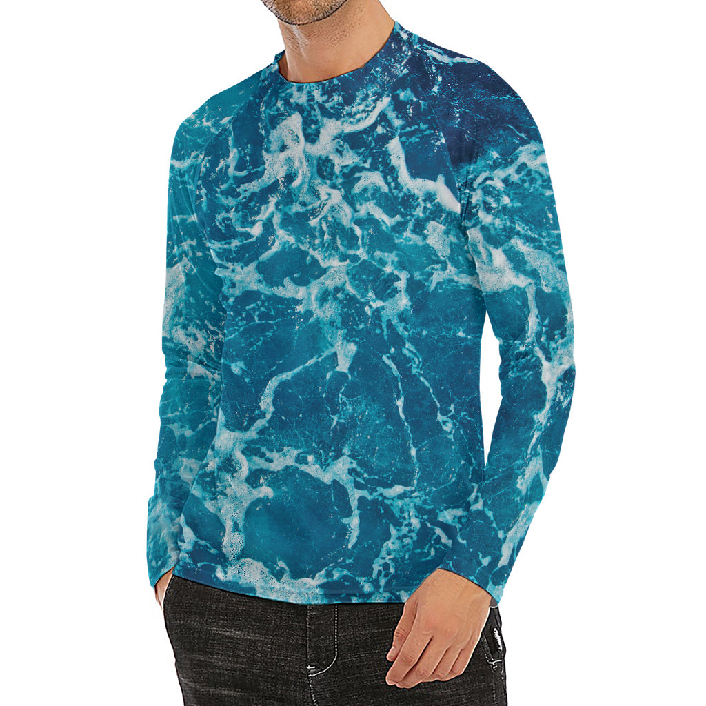 Ocean Surface Print Men's Long Sleeve Rash Guard