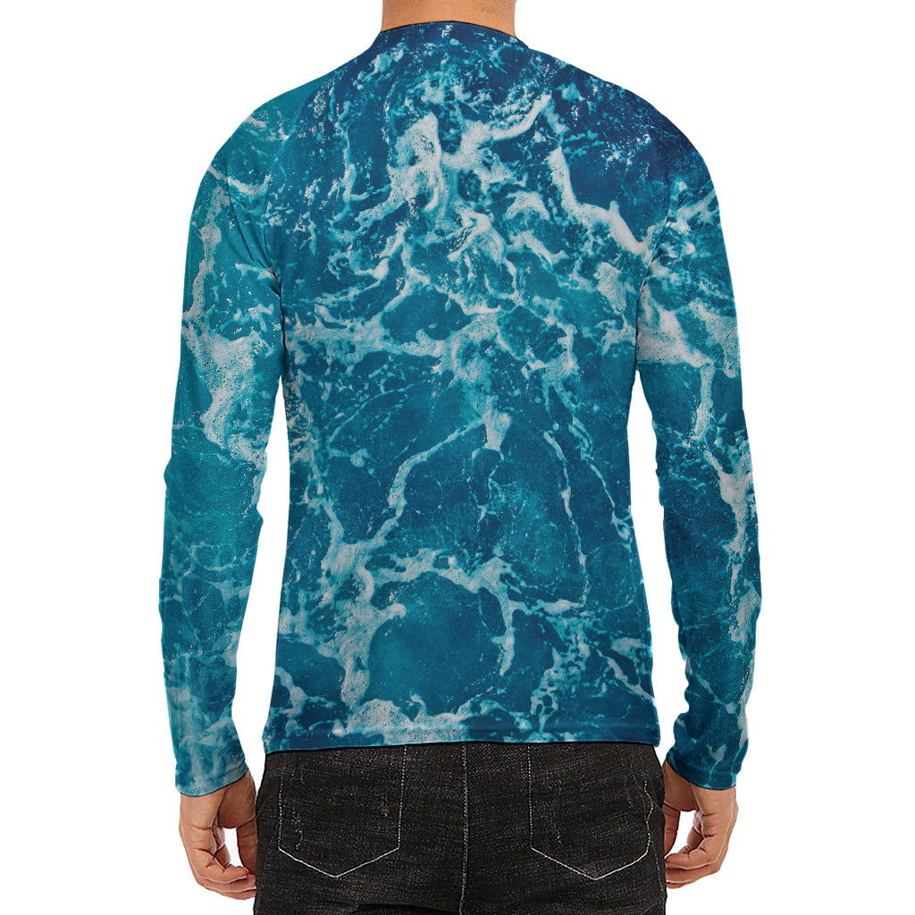 Ocean Surface Print Men's Long Sleeve Rash Guard