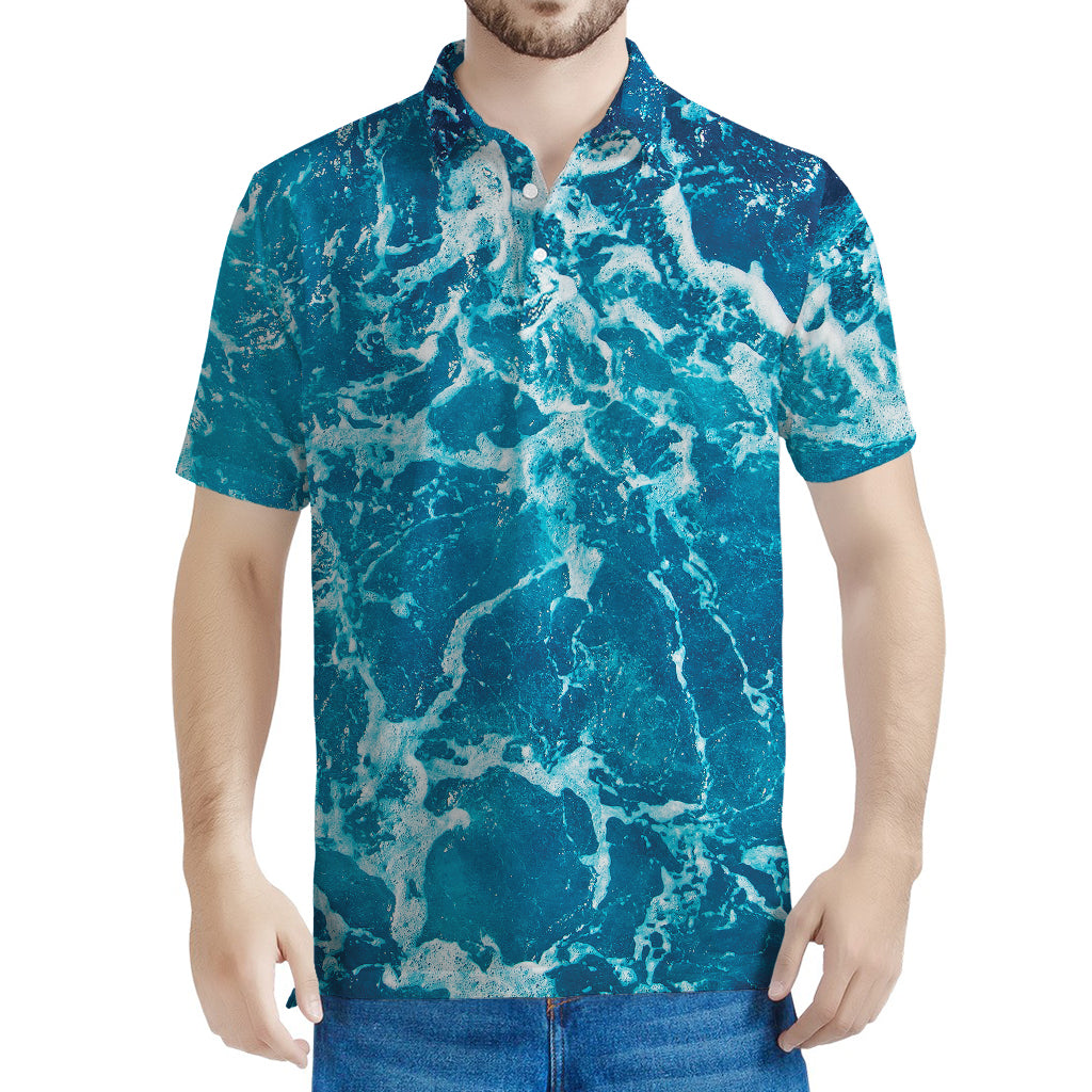 Ocean Surface Print Men's Polo Shirt