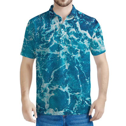 Ocean Surface Print Men's Polo Shirt