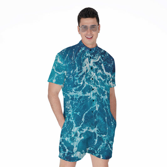 Ocean Surface Print Men's Rompers