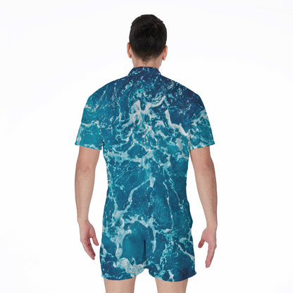 Ocean Surface Print Men's Rompers