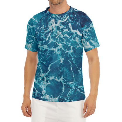 Ocean Surface Print Men's Short Sleeve Rash Guard