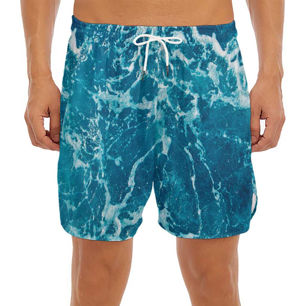 Ocean Surface Print Men's Split Running Shorts