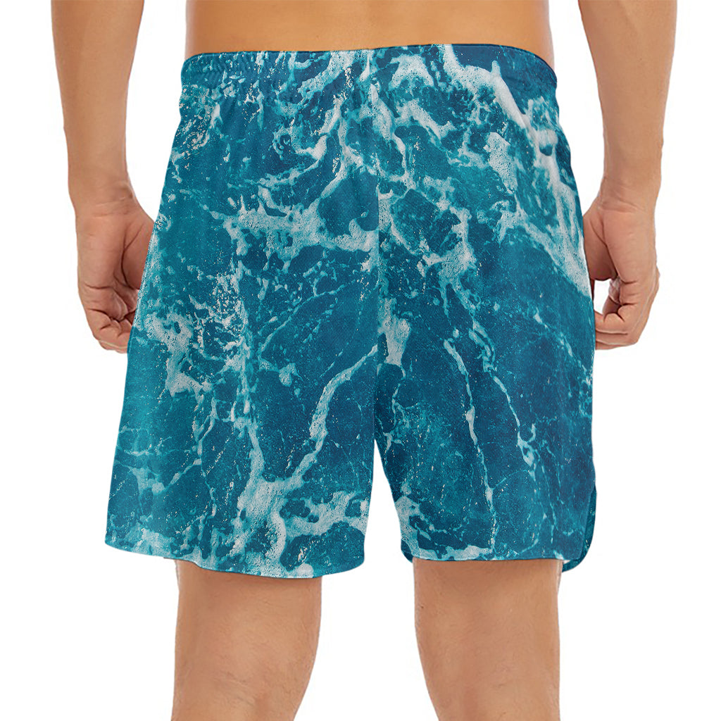 Ocean Surface Print Men's Split Running Shorts