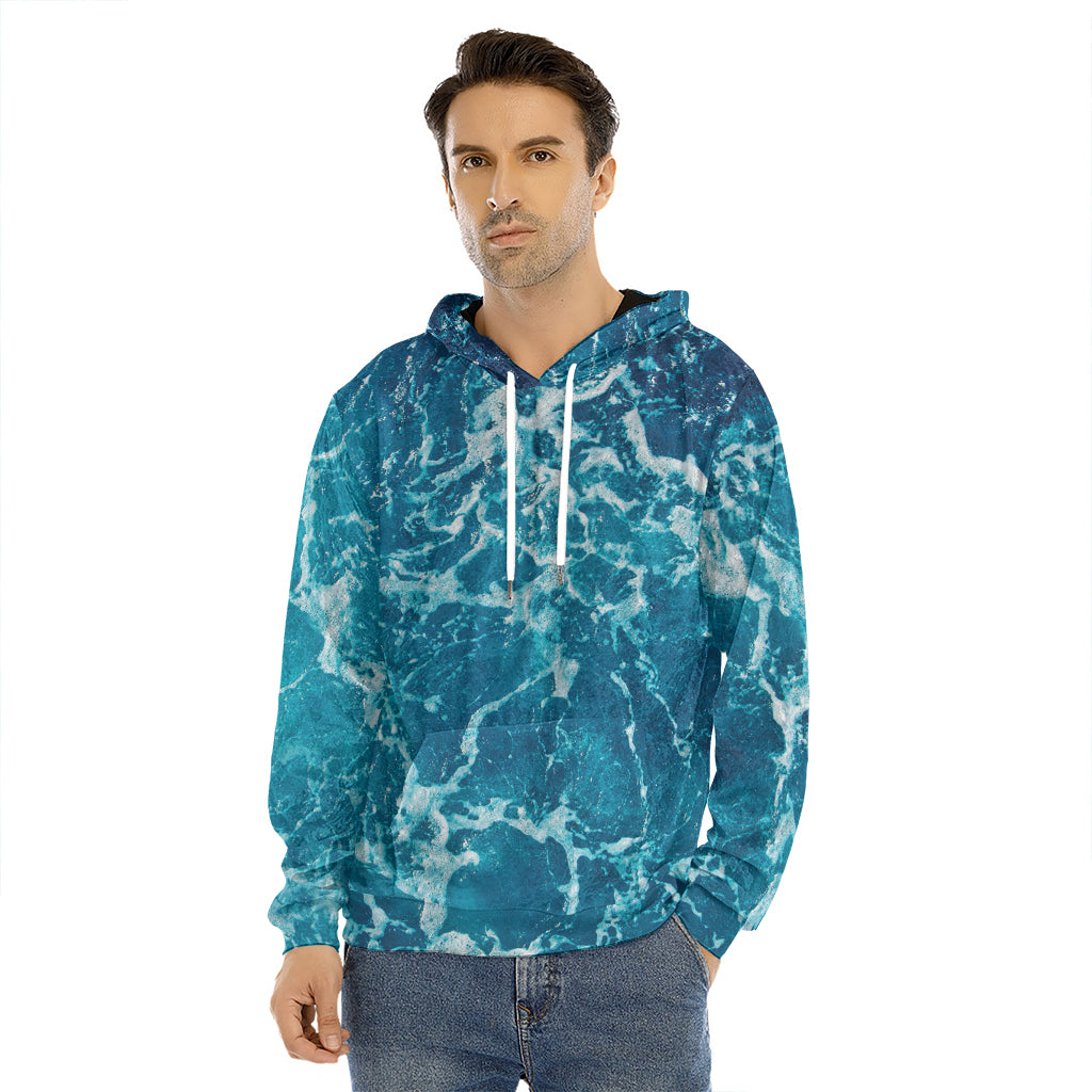 Ocean Surface Print Men's Velvet Pullover Hoodie