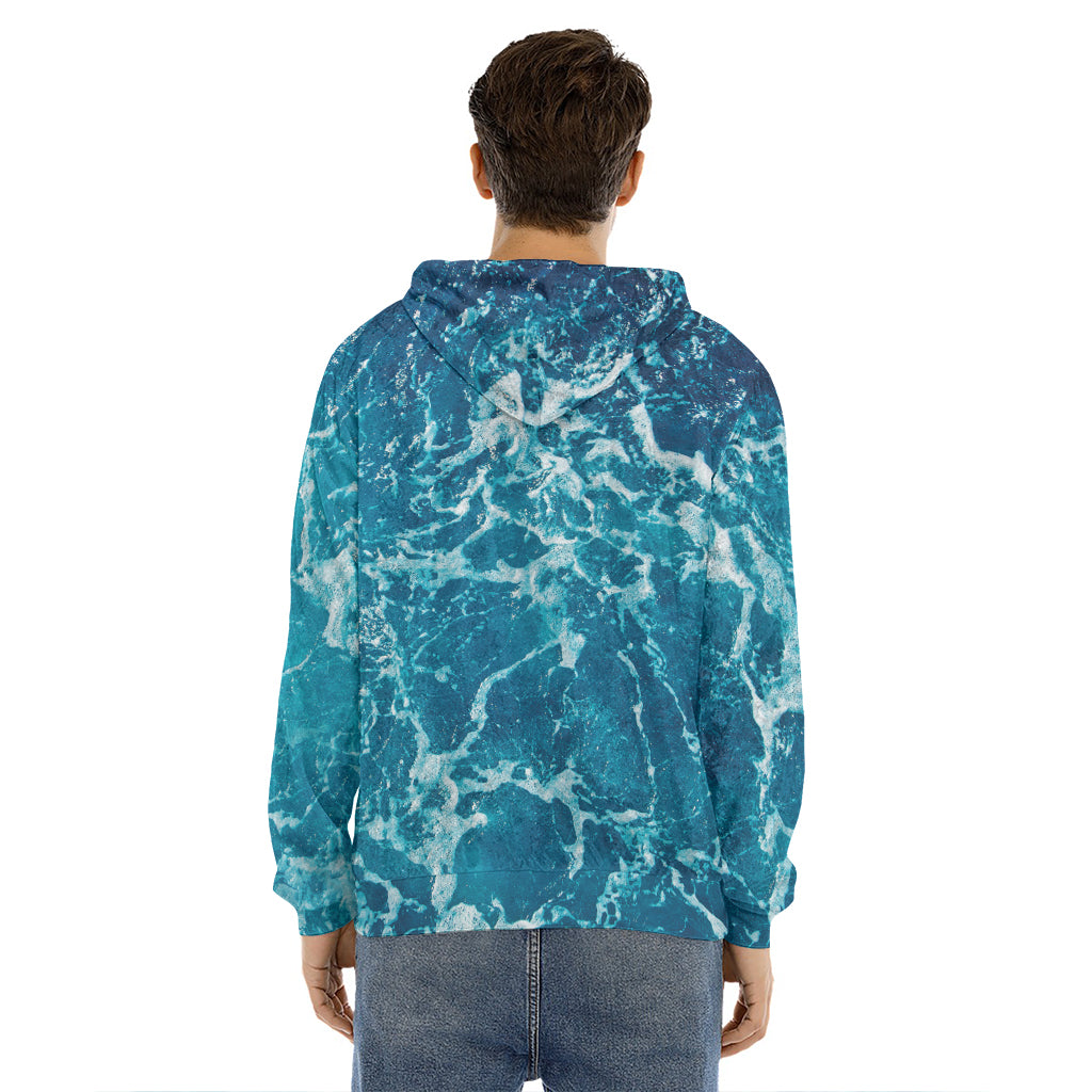 Ocean Surface Print Men's Velvet Pullover Hoodie