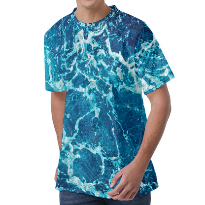 Ocean Surface Print Men's Velvet T-Shirt