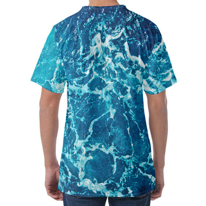 Ocean Surface Print Men's Velvet T-Shirt