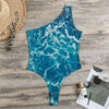 Ocean Surface Print One Shoulder Bodysuit