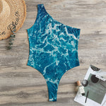 Ocean Surface Print One Shoulder Bodysuit