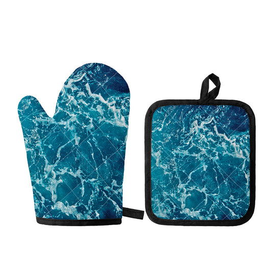 Ocean Surface Print Oven Mitt And Pot Holder Set