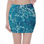 Ocean Surface Print Pencil Mini Skirt