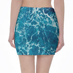 Ocean Surface Print Pencil Mini Skirt