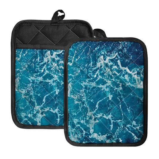 Ocean Surface Print Pot Holders With Pocket