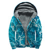 Ocean Surface Print Sherpa Lined Zip Up Hoodie