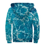 Ocean Surface Print Sherpa Lined Zip Up Hoodie