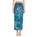 Ocean Surface Print Side Slit Maxi Skirt