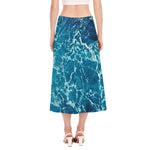 Ocean Surface Print Side Slit Midi Skirt