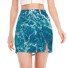 Ocean Surface Print Side Slit Mini Skirt