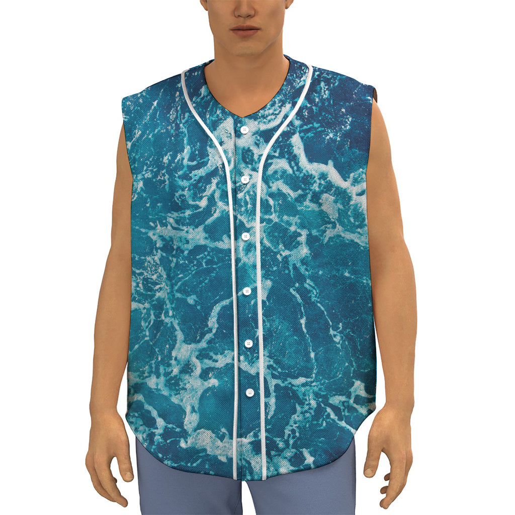 Ocean Surface Print Sleeveless Baseball Jersey