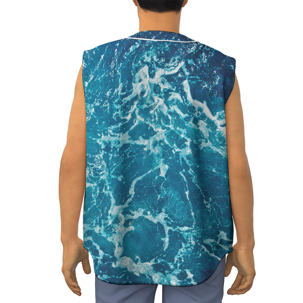 Ocean Surface Print Sleeveless Baseball Jersey