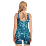 Ocean Surface Print Sleeveless One Piece Swimsuit