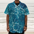 Ocean Surface Print Textured Short Sleeve Shirt