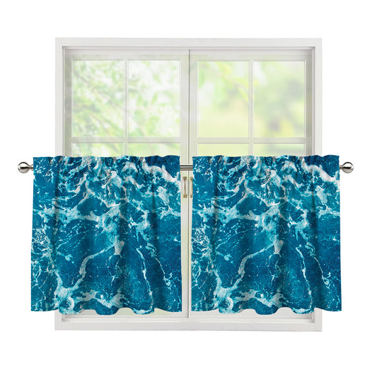 Ocean Surface Print Tier Curtains
