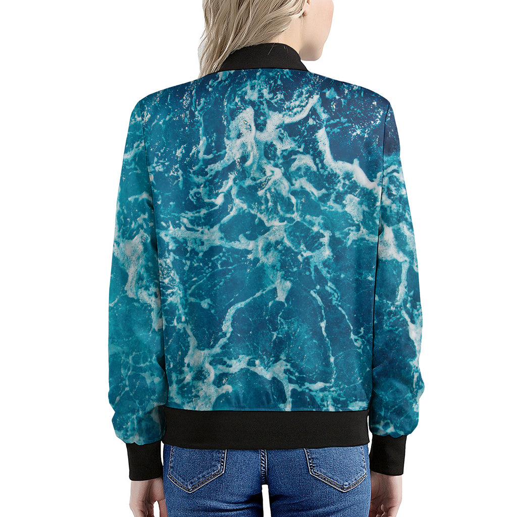 Ocean Surface Print Women's Bomber Jacket