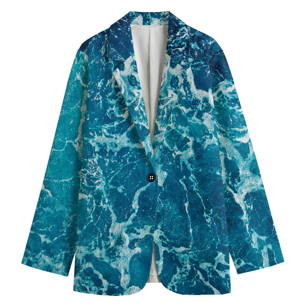 Ocean Surface Print Women's Cotton Blazer