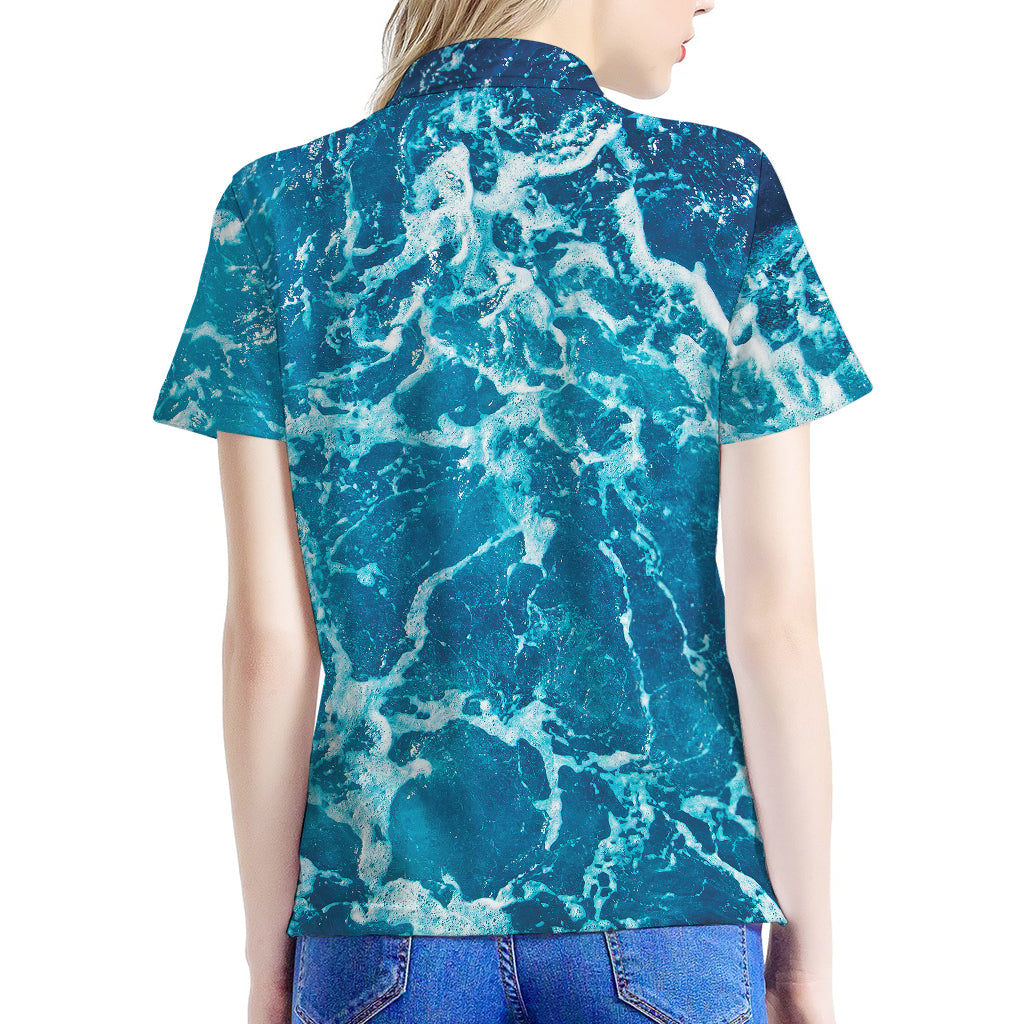 Ocean Surface Print Women's Polo Shirt