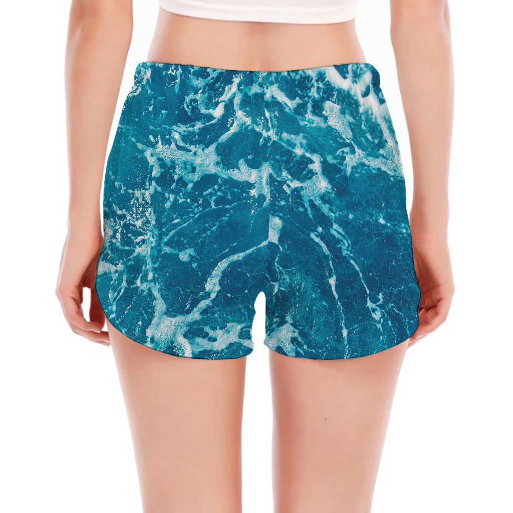 Ocean Surface Print Women's Split Running Shorts