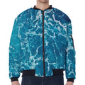 Ocean Surface Print Zip Sleeve Bomber Jacket