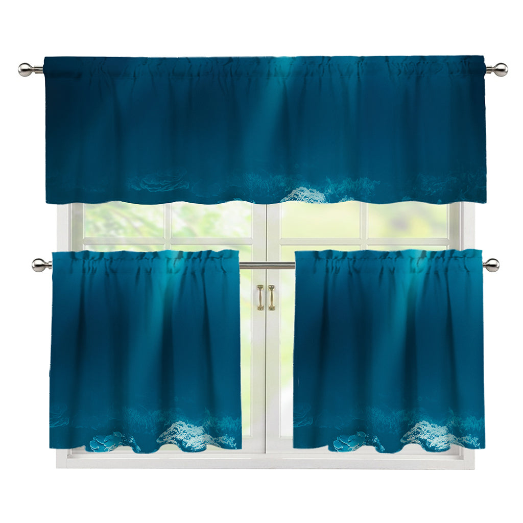 Ocean Underwater Print 3 Piece Kitchen Curtains