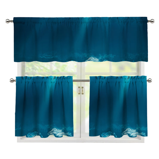 Ocean Underwater Print 3 Piece Kitchen Curtains