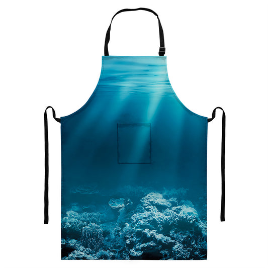 Ocean Underwater Print Bib Apron With Pocket