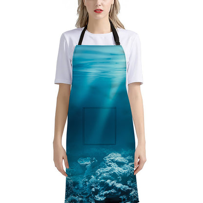 Ocean Underwater Print Bib Apron With Pocket