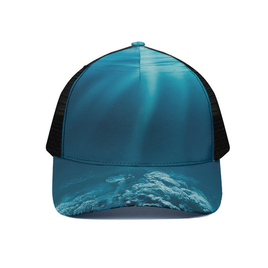Ocean Underwater Print Black Mesh Trucker Cap