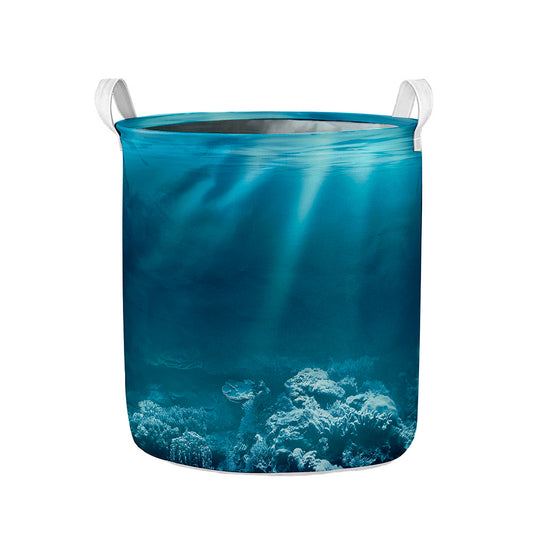 Ocean Underwater Print Collapsible Laundry Basket