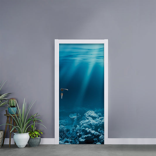 Ocean Underwater Print Door Sticker